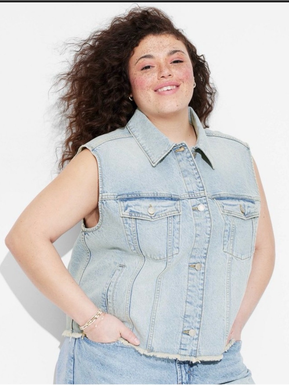 Wild Fable Women's Denim Oversized Trucker Vest